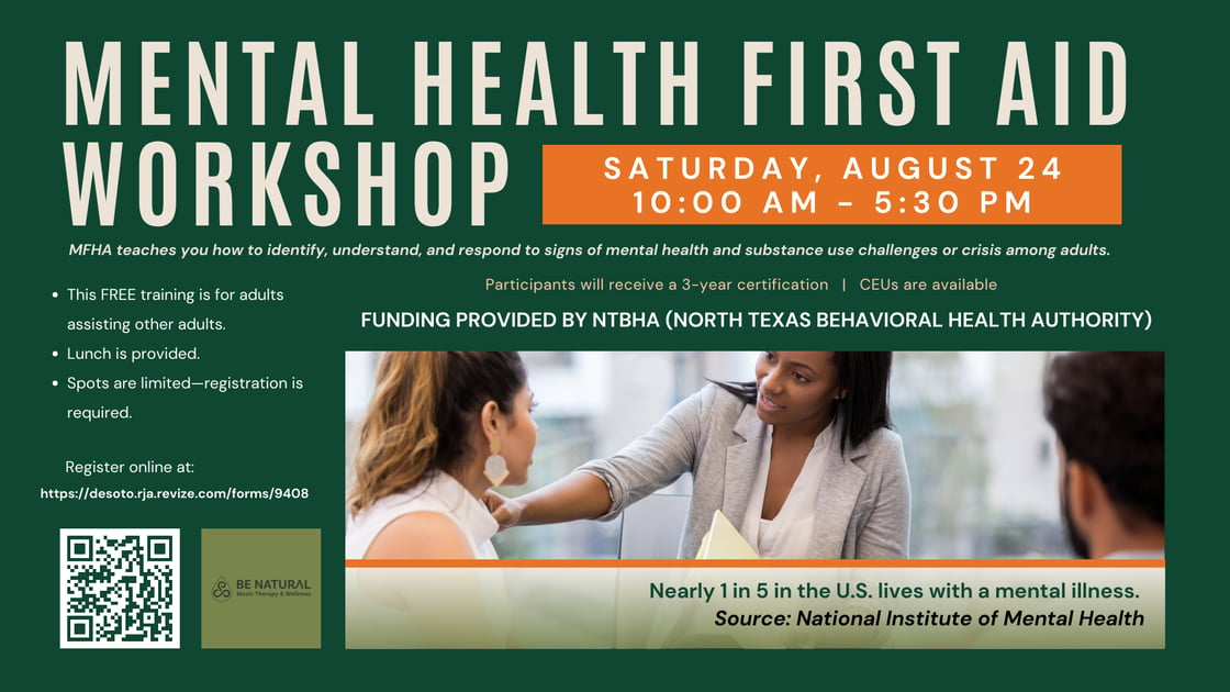 Mental Health First Aid workshop August 2024 monitor display